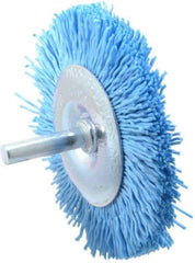 Dico - 3" OD, 1/4" Shank Diam, Crimped Nylon Wheel Brush - 3/8" Face Width - A1 Tooling