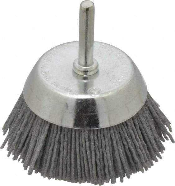 Dico - 2-1/2" Diam, 1/4" Shank Diam, Nylon Fill Cup Brush - Aluminum Oxide Abrasive Material, 0.05 Wire Diam - A1 Tooling