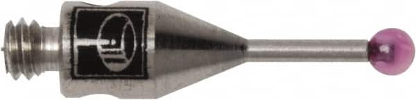 Renishaw - 0.0591 Inch Ball Diameter, Stainless Steel Stem, M2 Thread, Ruby Point Ball Tip CMM Stylus - 0.1772 Inch Working Length, 0.028 Inch Stem Diameter, 0.3937 Inch Overall Length - A1 Tooling