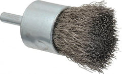 Anderson - 1" Brush Diam, Crimped, End Brush - 1/4" Diam Shank, 22,000 Max RPM - A1 Tooling