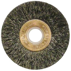 Anderson - 2" OD, 1/2" Arbor Hole, Crimped Steel Wheel Brush - 1/4" Face Width, 1/2" Trim Length, 0.006" Filament Diam, 20,000 RPM - A1 Tooling