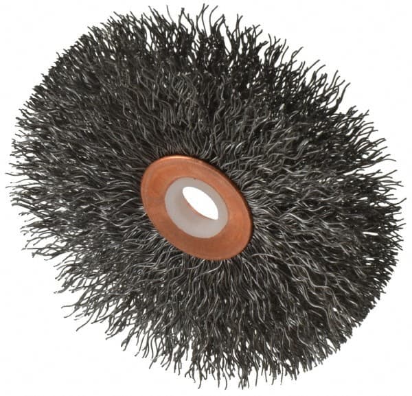 Anderson - 3" OD, 1/2" Arbor Hole, Crimped Steel Wheel Brush - 1/4" Face Width, 1" Trim Length, 0.0118" Filament Diam, 20,000 RPM - A1 Tooling