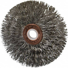 Anderson - 3" OD, 1/2" Arbor Hole, Crimped Stainless Steel Wheel Brush - 1/4" Face Width, 1" Trim Length, 0.014" Filament Diam, 20,000 RPM - A1 Tooling