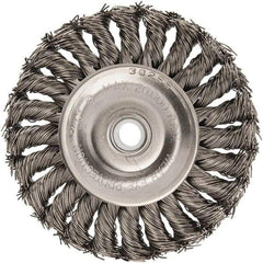 Anderson - 4" OD, 1/2" Arbor Hole, Knotted Stainless Steel Wheel Brush - 1/2" Face Width, 1" Trim Length, 0.02" Filament Diam, 20,000 RPM - A1 Tooling