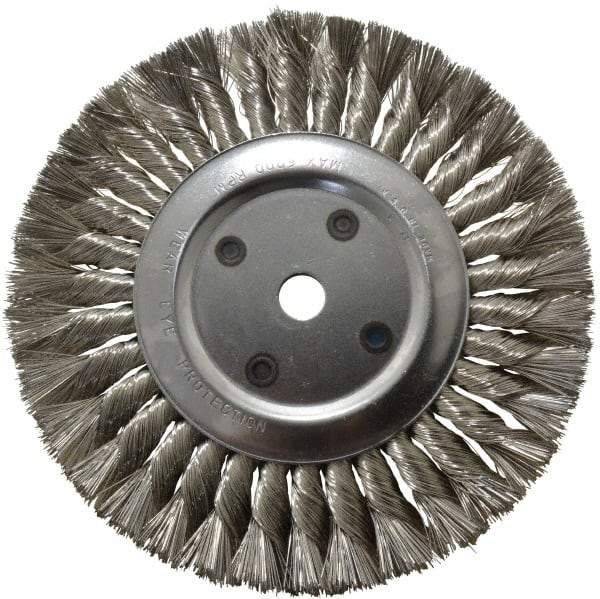 Anderson - 8" OD, 5/8" Arbor Hole, Knotted Stainless Steel Wheel Brush - 5/8" Face Width, 1-3/4" Trim Length, 0.012" Filament Diam, 6,000 RPM - A1 Tooling