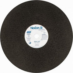 Norton - 16" 30 Grit Zirconia Alumina Cutoff Wheel - 1/8" Thick, 1" Arbor, 4,800 Max RPM, Use with Electric & Gas Powered Saws - A1 Tooling