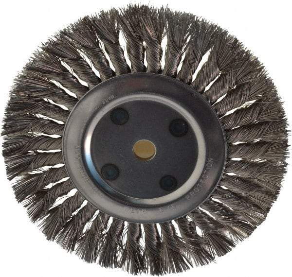 Anderson - 8" OD, 5/8" Arbor Hole, Knotted Stainless Steel Wheel Brush - 5/8" Face Width, 1-3/4" Trim Length, 0.016" Filament Diam, 6,000 RPM - A1 Tooling