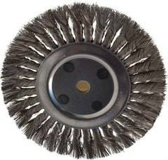 Anderson - 8" OD, 5/8" Arbor Hole, Knotted Stainless Steel Wheel Brush - 5/8" Face Width, 1-3/4" Trim Length, 0.016" Filament Diam, 6,000 RPM - A1 Tooling