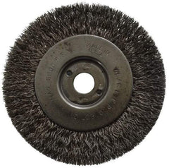 Anderson - 4" OD, 1/2" Arbor Hole, Crimped Stainless Steel Wheel Brush - 11/32" Face Width, 13/16" Trim Length, 0.0104" Filament Diam, 6,000 RPM - A1 Tooling