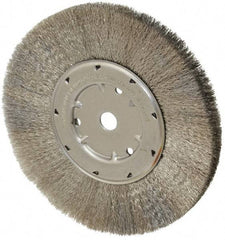 Anderson - 8" OD, 5/8" Arbor Hole, Crimped Stainless Steel Wheel Brush - 1/2" Face Width, 1-13/16" Trim Length, 0.006" Filament Diam, 4,500 RPM - A1 Tooling