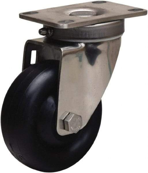 Hamilton - 3-1/2" Diam x 1-3/8" Wide x 4-7/8" OAH Top Plate Mount Swivel Caster - Polyolefin, 260 Lb Capacity, Plain Bore Bearing, 2-3/8 x 3-5/8" Plate - A1 Tooling