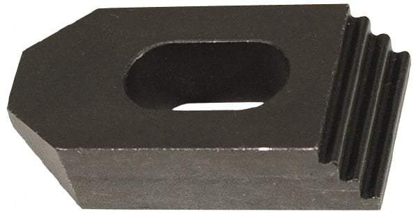 Jergens - 1/2" Stud, Low Carbon Steel, Plain Strap Clamp - 2" Travel, 6" OAL x 1-1/4" Wide x 7/8" High, Black Oxide Finish, Tapered Nose - A1 Tooling