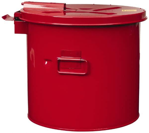 Justrite - 3.5 Gallon Capacity, Coated Steel, Red Wash Tank - 13 Inch High x 13-3/4 Inch Diameter, Includes Basket - A1 Tooling