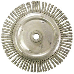 Anderson - 6-7/8" OD, 5/8-11 Arbor Hole, Knotted Stainless Steel Wheel Brush - 1/8" Face Width, 1-1/8" Trim Length, 0.02" Filament Diam, 9,000 RPM - A1 Tooling