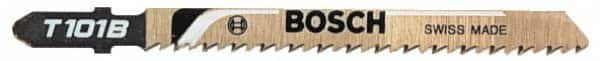 Bosch - 4" Long, 10 Teeth per Inch, High Carbon Steel Jig Saw Blade - Toothed Edge, 0.28" Wide x 0.06" Thick, T-Shank, Ground Taper Tooth Set - A1 Tooling