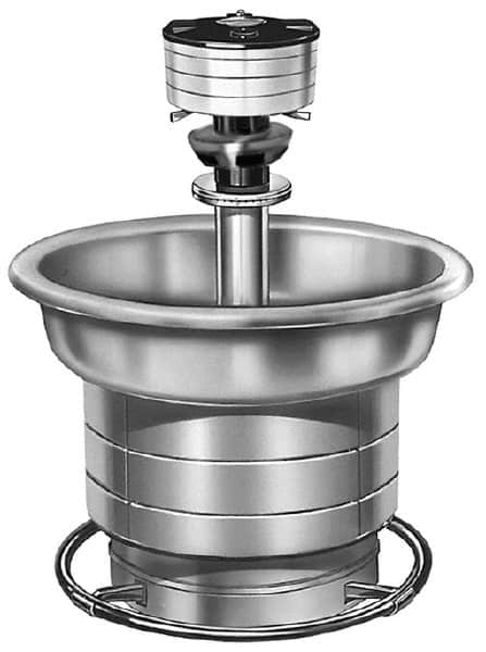 Bradley - Circular, Foot-Controlled, External Drain, 36" Diam, 5 Person Capacity, Stainless Steel, Wash Fountain - 2 GPM, 9" Bowl Depth, 28" High, 304 Material Grade - A1 Tooling