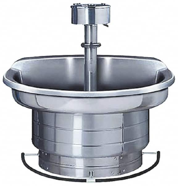 Bradley - Semi-Circular, Foot-Controlled, External Drain, 54" Diam, 4 Person Capacity, Stainless Steel, Wash Fountain - 3 GPM, 9" Bowl Depth, 28" High, 304 Material Grade - A1 Tooling