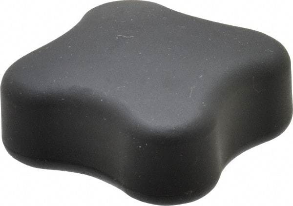 Gibraltar - 1-3/4" Head Diam, 4 Point Lobed Knob - 10-32 Hole, Thermoplastic Elastomer, Black - A1 Tooling