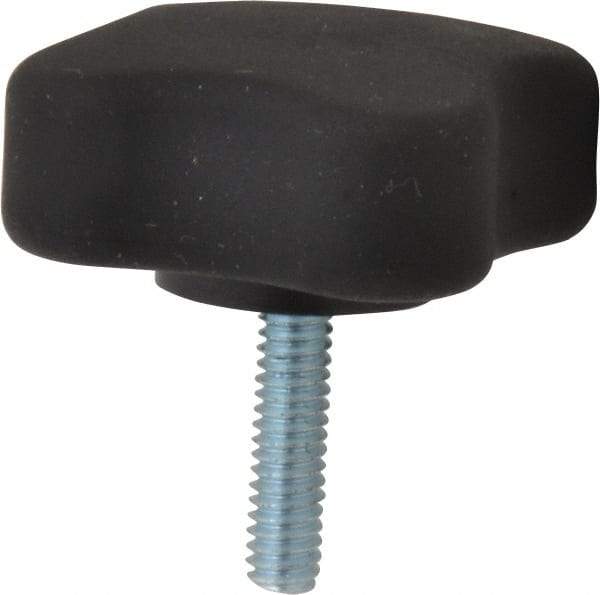 Gibraltar - 1.99" Head Diam, 4 Point Lobed Knob - 1/4-20 Stem, Thermoplastic Elastomer, Black - A1 Tooling