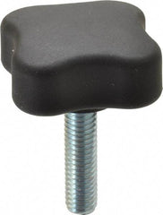 Gibraltar - 1.99" Head Diam, 4 Point Lobed Knob - 3/8-16 Stem, Thermoplastic Elastomer, Black - A1 Tooling