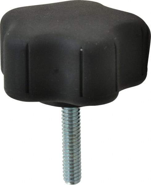 Gibraltar - 1.91" Head Diam, 5 Point Lobed Knob - 1/4-20 Stem, Thermoplastic Elastomer, Black - A1 Tooling