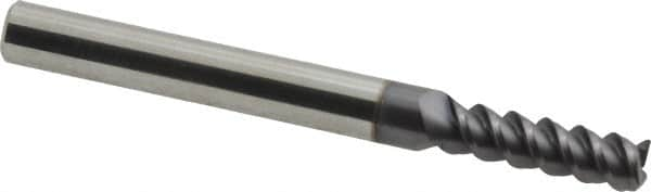 Accupro - 7/32", 3/4" LOC, 1/4" Shank Diam, 2-1/2" OAL, 3 Flute, Solid Carbide Square End Mill - Single End, AlTiN Finish, Spiral Flute, 60° Helix, Centercutting, Right Hand Cut, Right Hand Flute - A1 Tooling