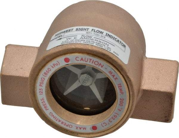 Dwyer - 3/4 Inch, Bronze Body Sight Flow Indicator - 125 Max psi, 4 Inch Overall Length, 200°F - A1 Tooling