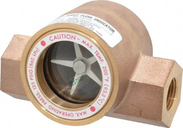 Dwyer - 1/2 Inch, Bronze Body Sight Flow Indicator - 125 Max psi, 4 Inch Overall Length, 200°F - A1 Tooling