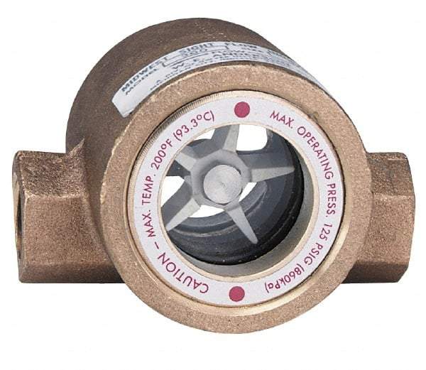 Dwyer - 1/4 Inch, Bronze Body Sight Flow Indicator - 125 Max psi, 3-1/16 Inch Overall Length, 200°F - A1 Tooling