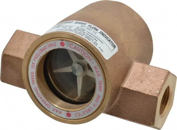 Dwyer - 1/2 Inch, Bronze Body Sight Flow Indicator - 125 Max psi, 4-1/16 Inch Overall Length, 200°F - A1 Tooling