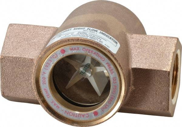 Dwyer - 1 Inch, Bronze Body Sight Flow Indicator - 125 Max psi, 4-3/8 Inch Overall Length, 200°F - A1 Tooling