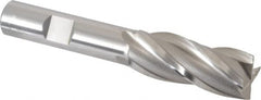 OSG - 21/32", 1-5/8" LOC, 1/2" Shank Diam, 3-5/8" OAL, 4 Flute, Vanadium High Speed Steel Square End Mill - Single End, Uncoated, Spiral Flute, 30° Helix, Centercutting, Right Hand Cut, Right Hand Flute, Series 574 - A1 Tooling