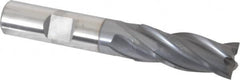 OSG - 17/32", 1-3/8" LOC, 1/2" Shank Diam, 3-3/8" OAL, 4 Flute, Vanadium High Speed Steel Square End Mill - Single End, TiCN Finish, Spiral Flute, 30° Helix, Centercutting, Right Hand Cut, Right Hand Flute, Series 574 - A1 Tooling