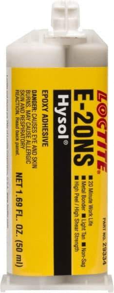 Loctite - 50 mL Cartridge Two Part Epoxy - 20 min Working Time, 2,790 psi Shear Strength, Series E-20NS - A1 Tooling