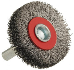 Value Collection - 1-5/8" OD, 1/4" Shank Diam, Crimped Steel Wheel Brush - 5/16" Face Width, 3/8" Trim Length, 0.008" Filament Diam, 18,000 RPM - A1 Tooling