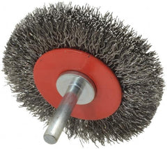 Value Collection - 2-5/8" OD, 1/4" Shank Diam, Crimped Steel Wheel Brush - 1/2" Face Width, 3/4" Trim Length, 0.015" Filament Diam, 15,000 RPM - A1 Tooling