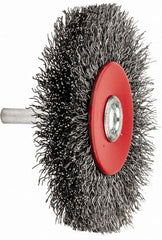 Value Collection - 3-1/16" OD, 1/4" Shank Diam, Crimped Steel Wheel Brush - 1/2" Face Width, 3/4" Trim Length, 0.015" Filament Diam, 12,000 RPM - A1 Tooling