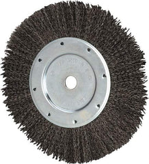 Value Collection - 8" OD, 1/2" Arbor Hole, Crimped Steel Wheel Brush - 9/16" Face Width, 1-9/16" Trim Length, 0.012" Filament Diam, 4,500 RPM - A1 Tooling