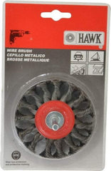 Value Collection - 3" OD, 1/4" Shank Diam, Knotted Steel Wheel Brush - 5/16" Face Width, 5/8" Trim Length, 0.008" Filament Diam, 20,000 RPM - A1 Tooling