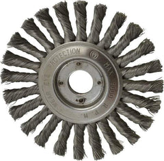 Value Collection - 6" OD, 7/8" Arbor Hole, Knotted Steel Wheel Brush - 1/2" Face Width, 1-1/2" Trim Length, 0.008" Filament Diam, 9,000 RPM - A1 Tooling