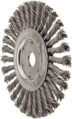 Value Collection - 7" OD, 7/8" Arbor Hole, Knotted Steel Wheel Brush - 1/2" Face Width, 1-11/16" Trim Length, 0.015" Filament Diam, 9,000 RPM - A1 Tooling