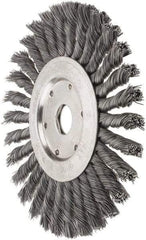 Value Collection - 7" OD, 7/8" Arbor Hole, Knotted Steel Wheel Brush - 1/2" Face Width, 1-11/16" Trim Length, 0.012" Filament Diam, 9,000 RPM - A1 Tooling