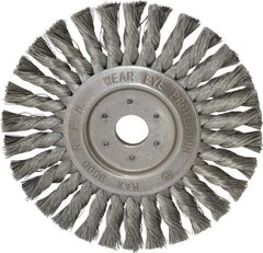 Value Collection - 7" OD, 7/8" Arbor Hole, Knotted Steel Wheel Brush - 1/2" Face Width, 1-11/16" Trim Length, 0.008" Filament Diam, 9,000 RPM - A1 Tooling