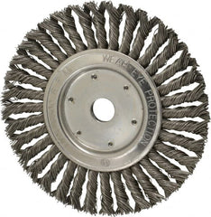 Value Collection - 8" OD, 7/8" Arbor Hole, Knotted Steel Wheel Brush - 1/2" Face Width, 1-11/16" Trim Length, 0.015" Filament Diam, 8,500 RPM - A1 Tooling