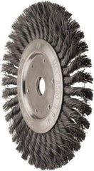 Value Collection - 8" OD, 7/8" Arbor Hole, Knotted Steel Wheel Brush - 1/2" Face Width, 1-11/16" Trim Length, 0.012" Filament Diam, 8,500 RPM - A1 Tooling