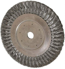 Value Collection - 10" OD, 1" Arbor Hole, Knotted Steel Wheel Brush - 5/8" Face Width, 1-11/16" Trim Length, 0.008" Filament Diam, 4,500 RPM - A1 Tooling