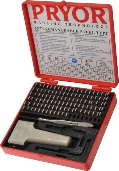 Pryor - 112 Piece, 1/16 Inch Character, Hardened Steel Type Set - 18 Character Capacity - A1 Tooling