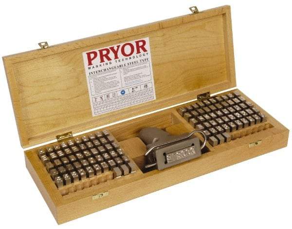 Pryor - 106 Piece, 3/8 Inch Character, Hardened Steel Type Set - 6 Character Capacity - A1 Tooling