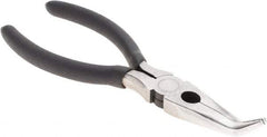 Value Collection - 6" OAL, 1-1/2" Jaw Length x 5/8" Jaw Width, Long Nose Side Cutting Bent Nose Pliers - Serrated Jaw, Plastic Dipped Handles - A1 Tooling