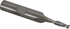 RobbJack - 5/32", 9/16" LOC, 3/8" Shank Diam, 2-1/2" OAL, 2 Flute, Solid Carbide Square End Mill - Single End, Uncoated, Spiral Flute, 30° Helix, Centercutting, Right Hand Cut, Right Hand Flute, Series T12-203 - A1 Tooling